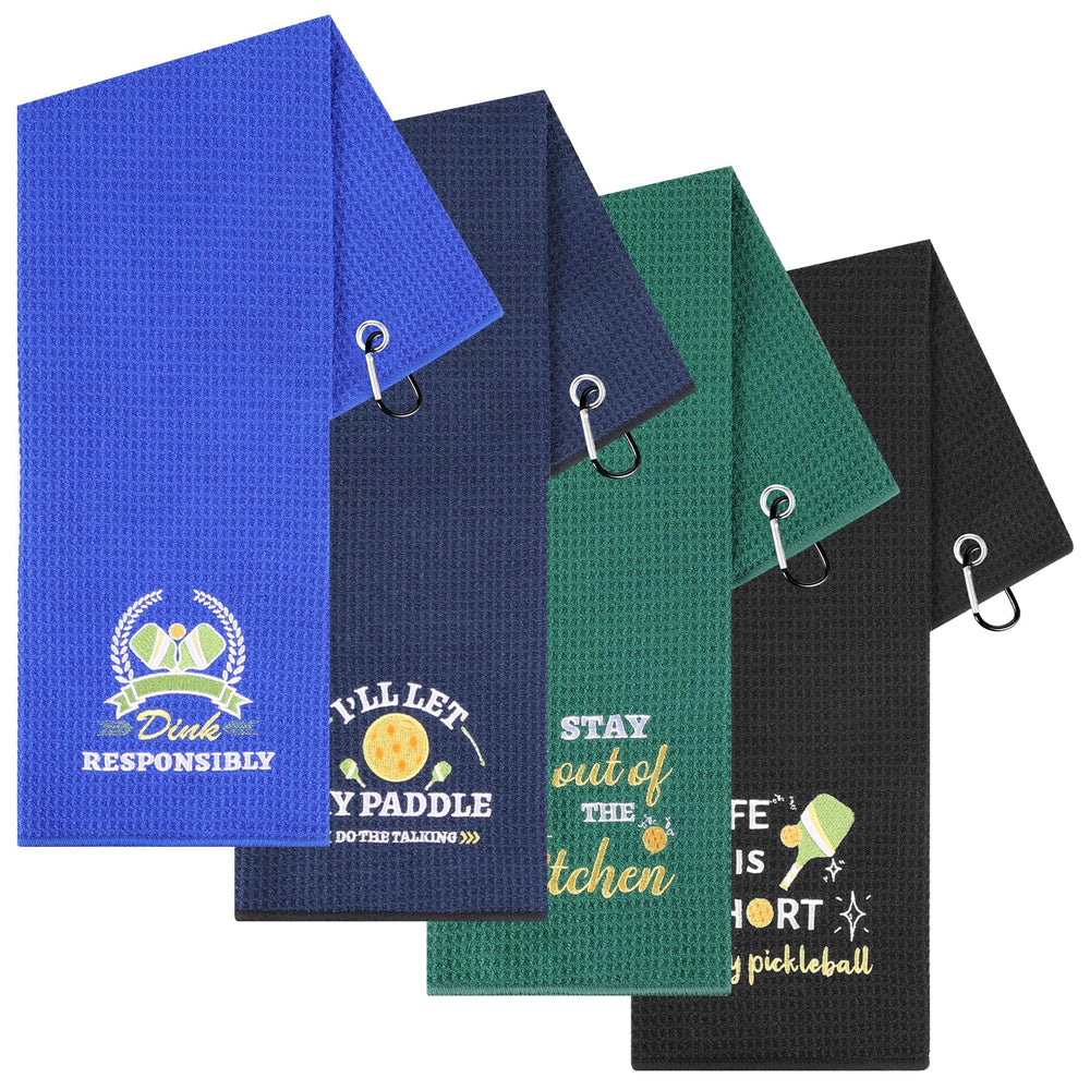 TLY front view of four-color towel set showing packed variety and convenience