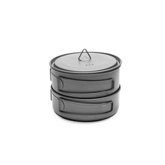 TOAKS front view of nested cookset showing compact packing benefit