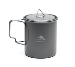 TOAKS front view showing sleek ultralight titanium cup and lid, durable travel benefit