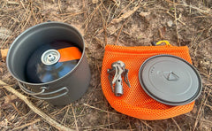 TOAKS 1100ml pot nested with TOAKS 750ml pot highlighting compact packing benefit