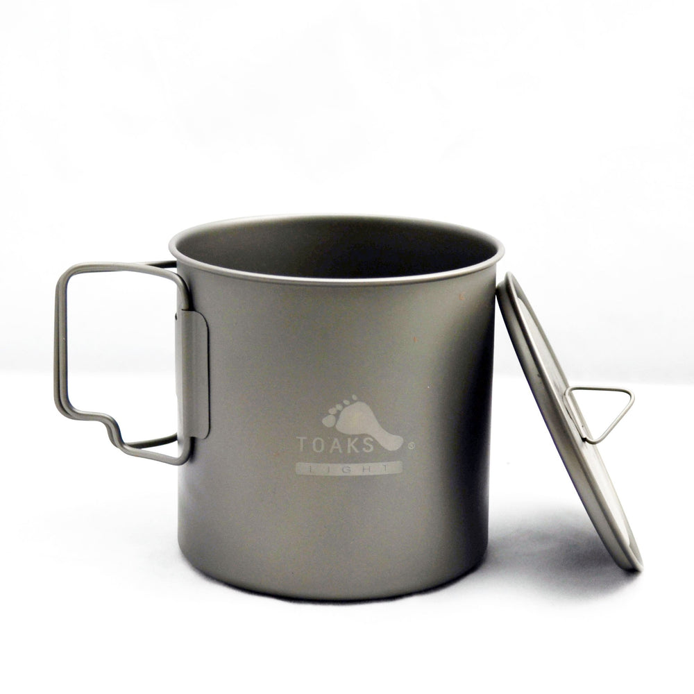 TOAKS titanium pot rim close-up showing durable no-coating finish