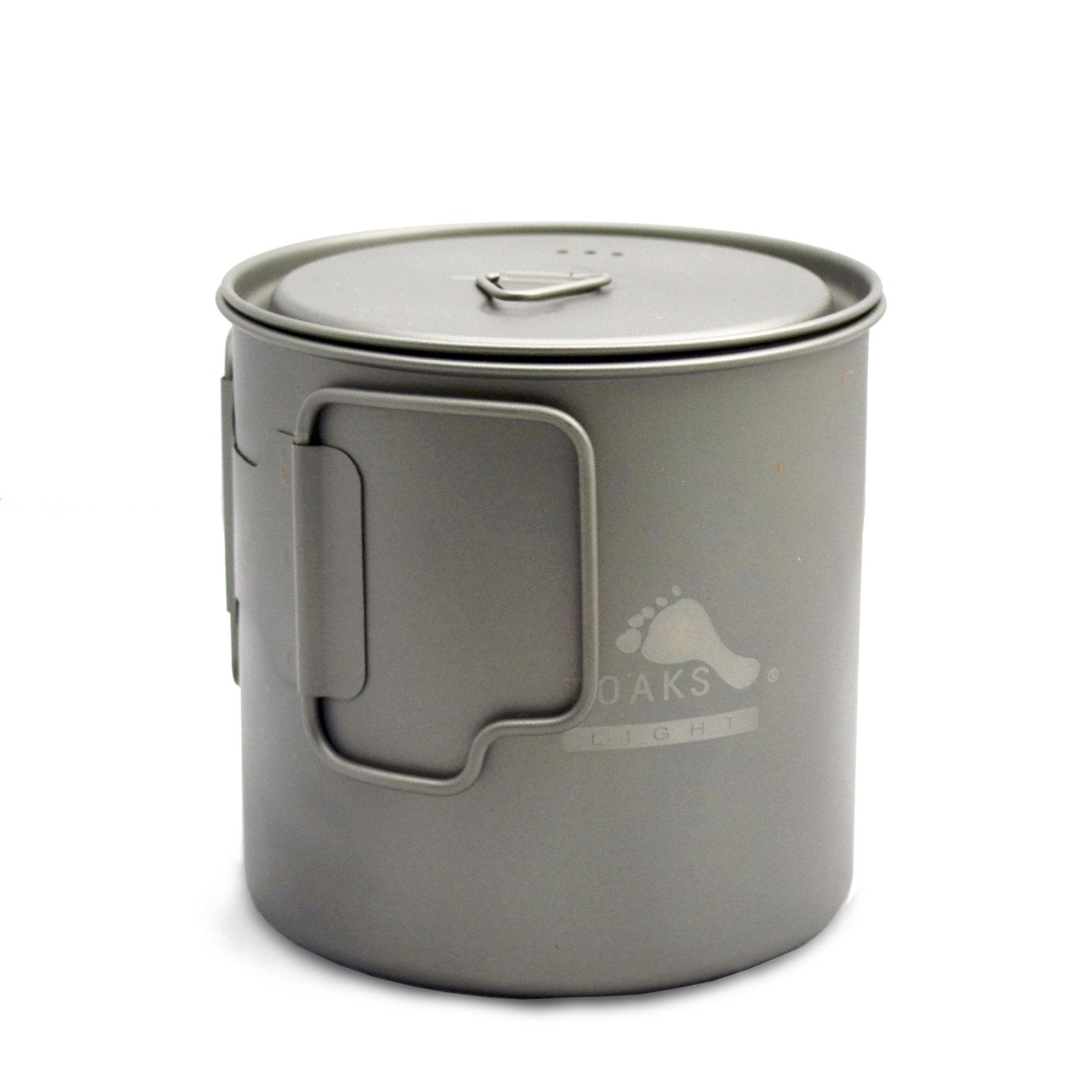 TOAKS titanium 650ml pot front view showing compact ultralight design