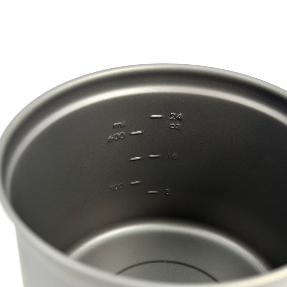 TOAKS pot with folding handles tucked flat for compact packing advantage