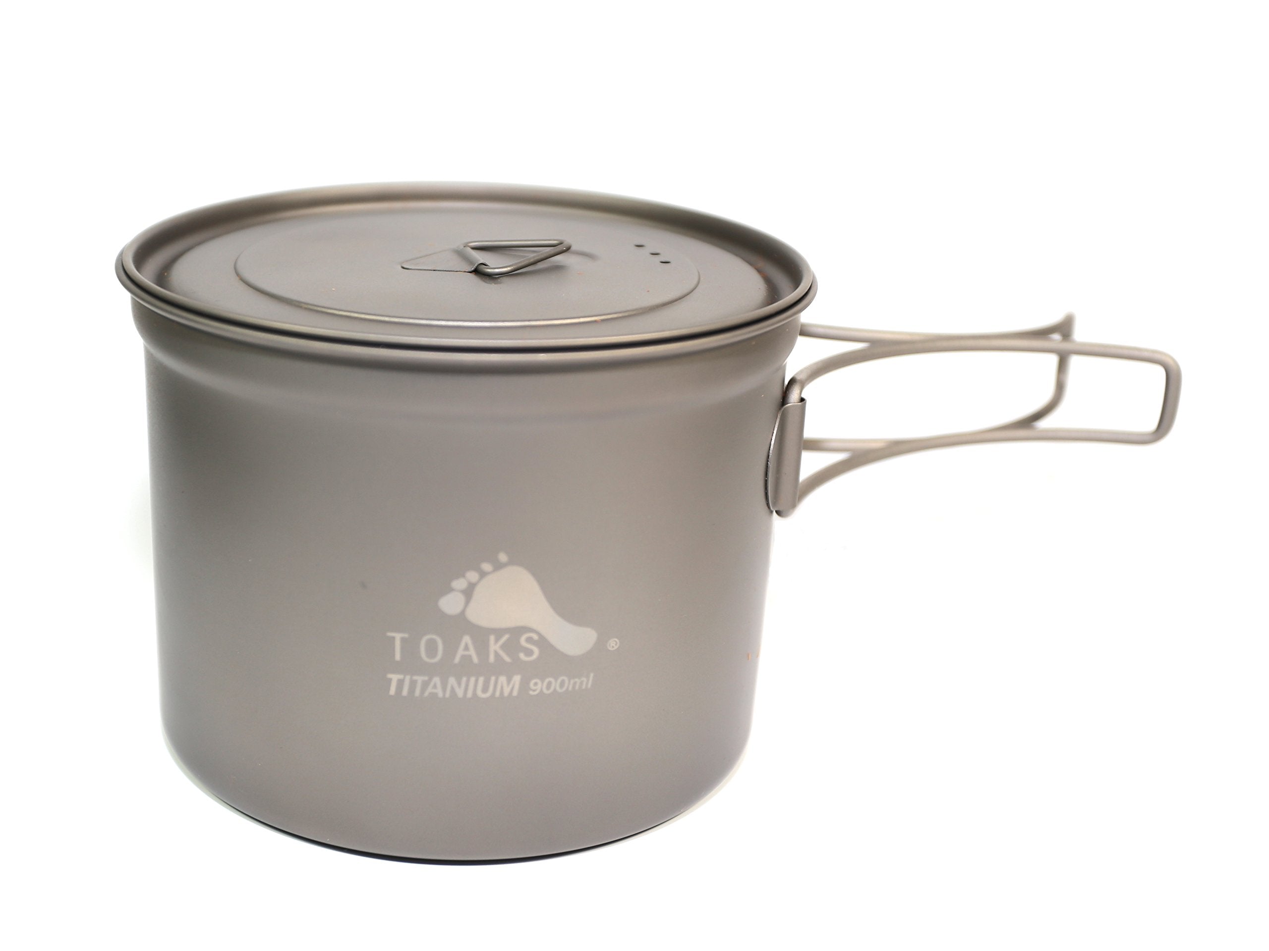 TOAKS pot with lid open showing spacious 900ml interior for efficient cooking