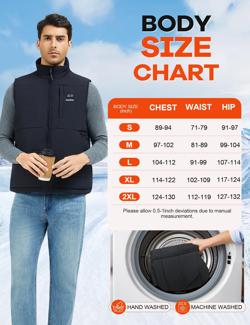Toastiv zip pocket and control buttons showing easy battery access