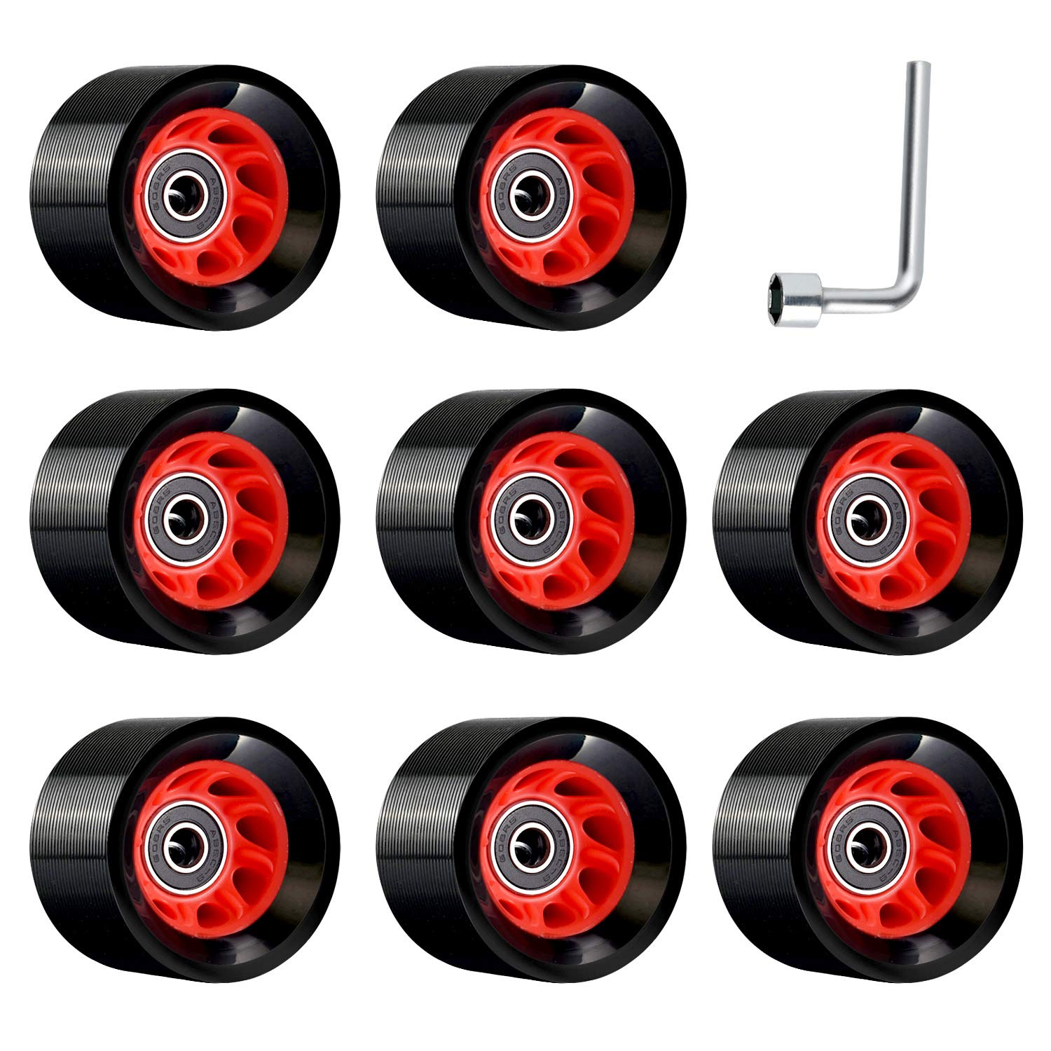 TOBWOLF front view of eight wheels showing packaging and ready-to-install convenience