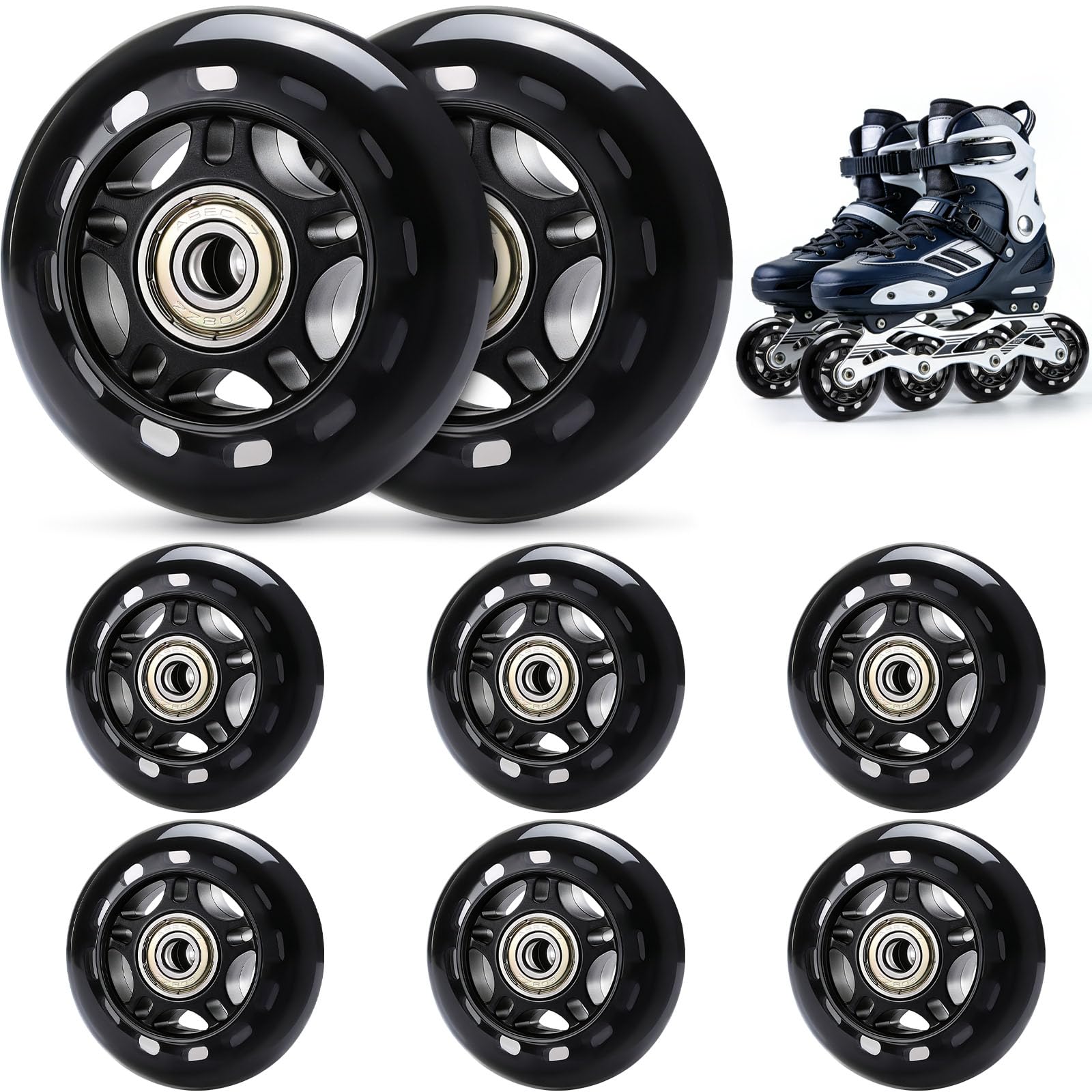 TOBWOLF front view of eight replacement wheels showing complete set and convenience