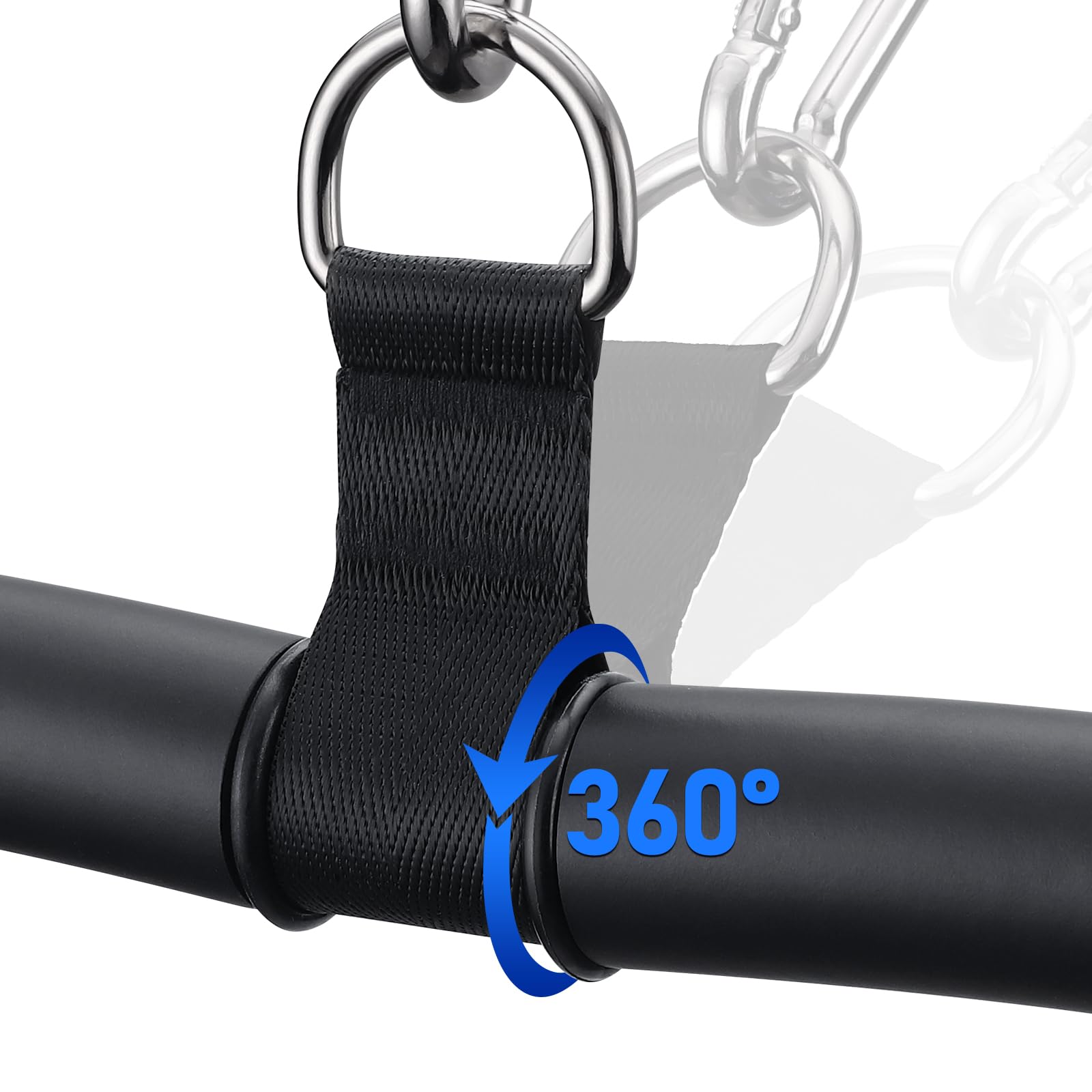 TOBWOLF detailed swivel eyelet showing 360-degree rotation for safer smooth reps