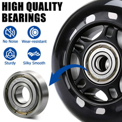 TOBWOLF side profile highlighting 70mm wheel diameter for stable indoor performance