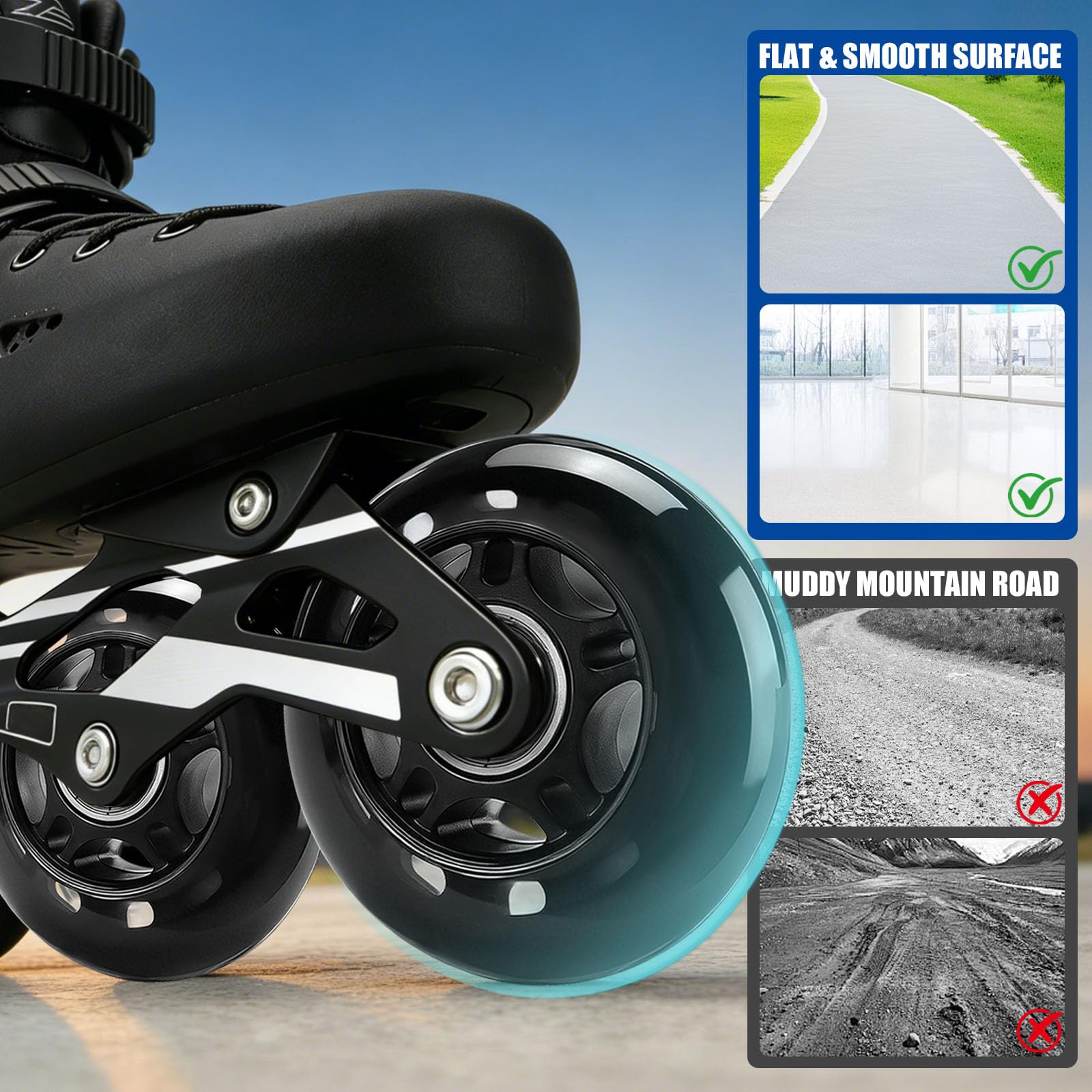 TOBWOLF stacked wheels showing 24mm width for balanced grip and speed