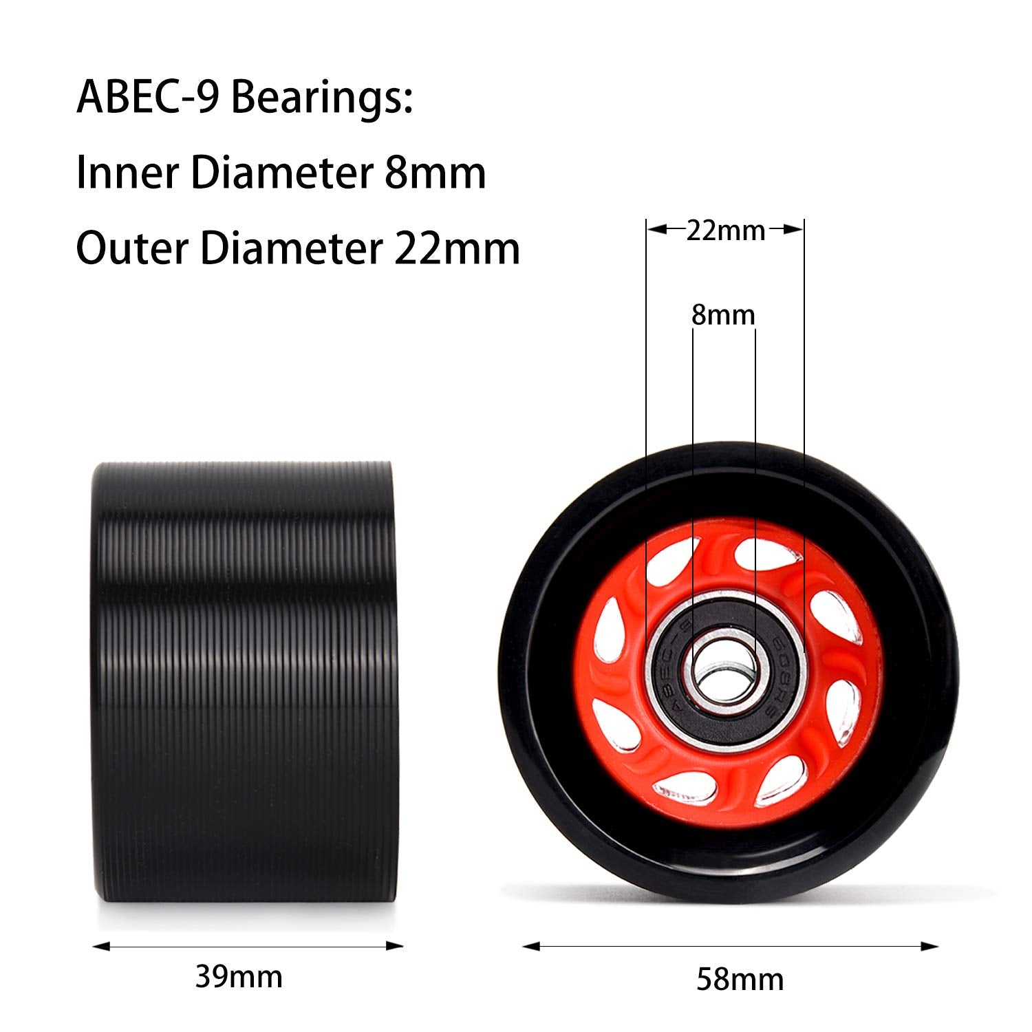 TOBWOLF wheels mounted on skates during use demonstrating smooth responsive roll