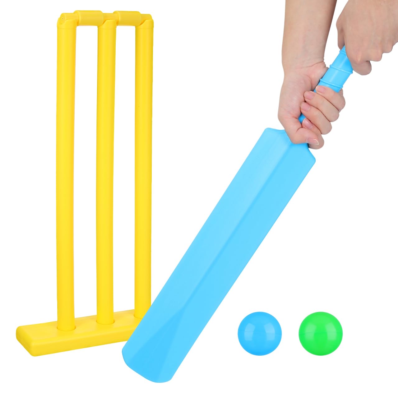 Toddmomy front view of cricket set showing complete kit for quick family play