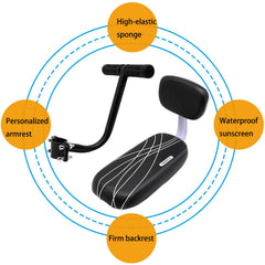 Together-life rear bike seat mounted on a bicycle rack demonstrating installation fit