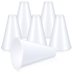 Tolare front view of a white cheer megaphone showing clear shape and usability