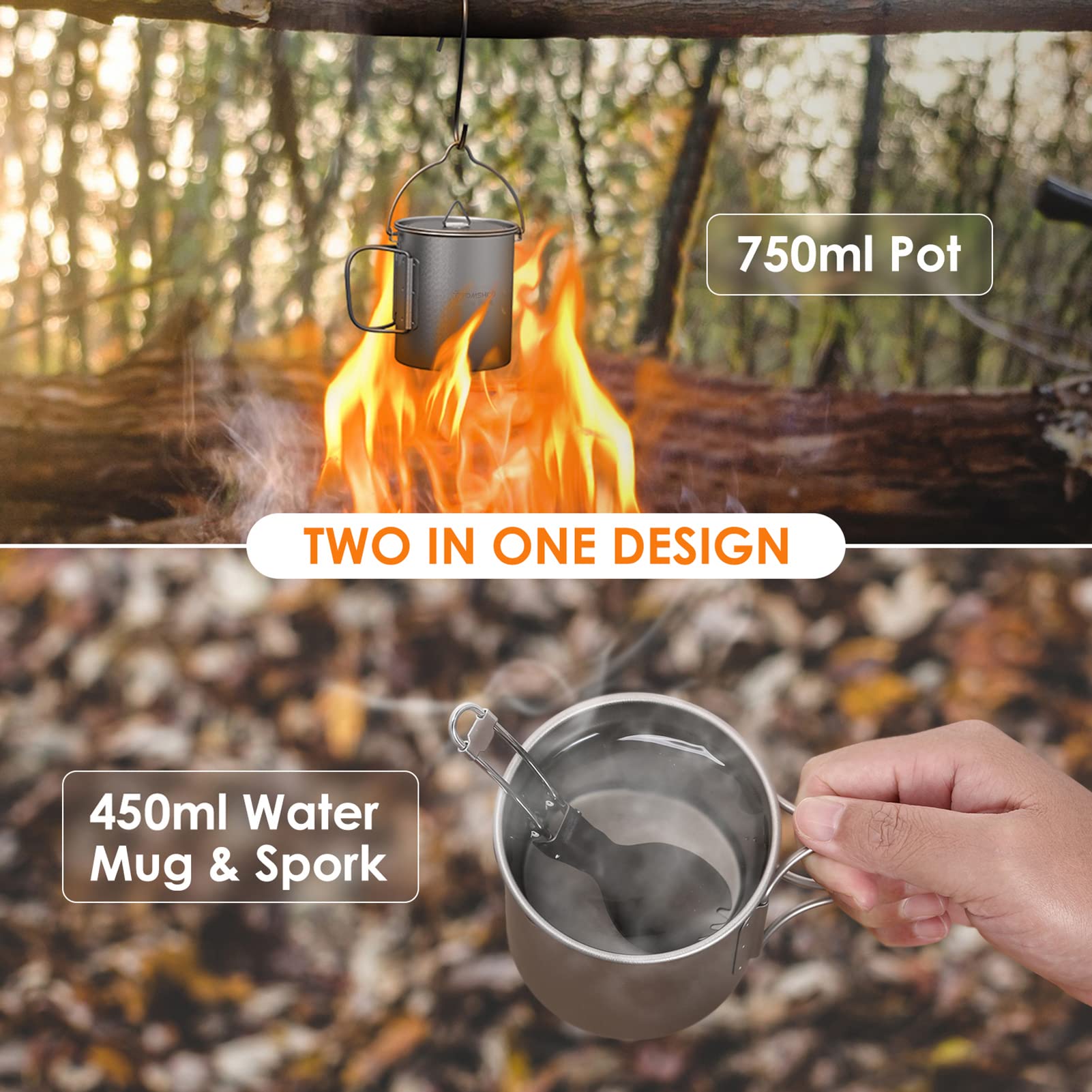 TOMSHOO mug with coffee inside showcasing durable titanium and easy cleanup