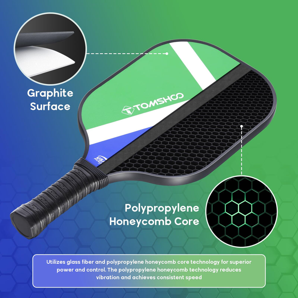 TOMSHOO paddle core detail showing honeycomb structure for balanced feel