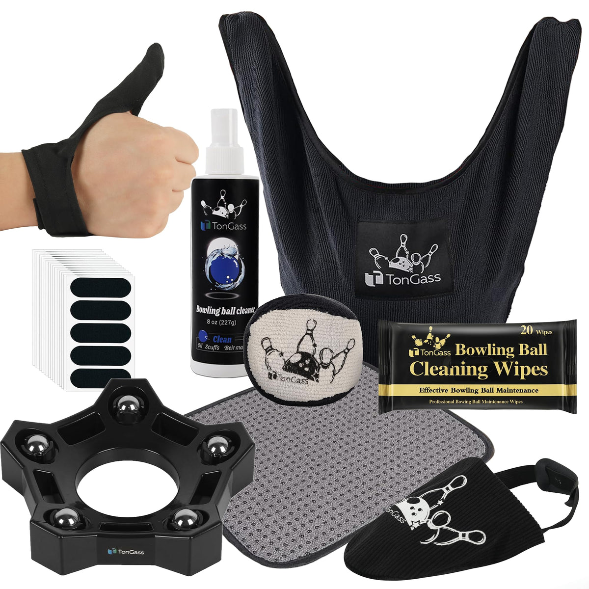 TonGass kit layout showing all nine accessories for easy field use and organization