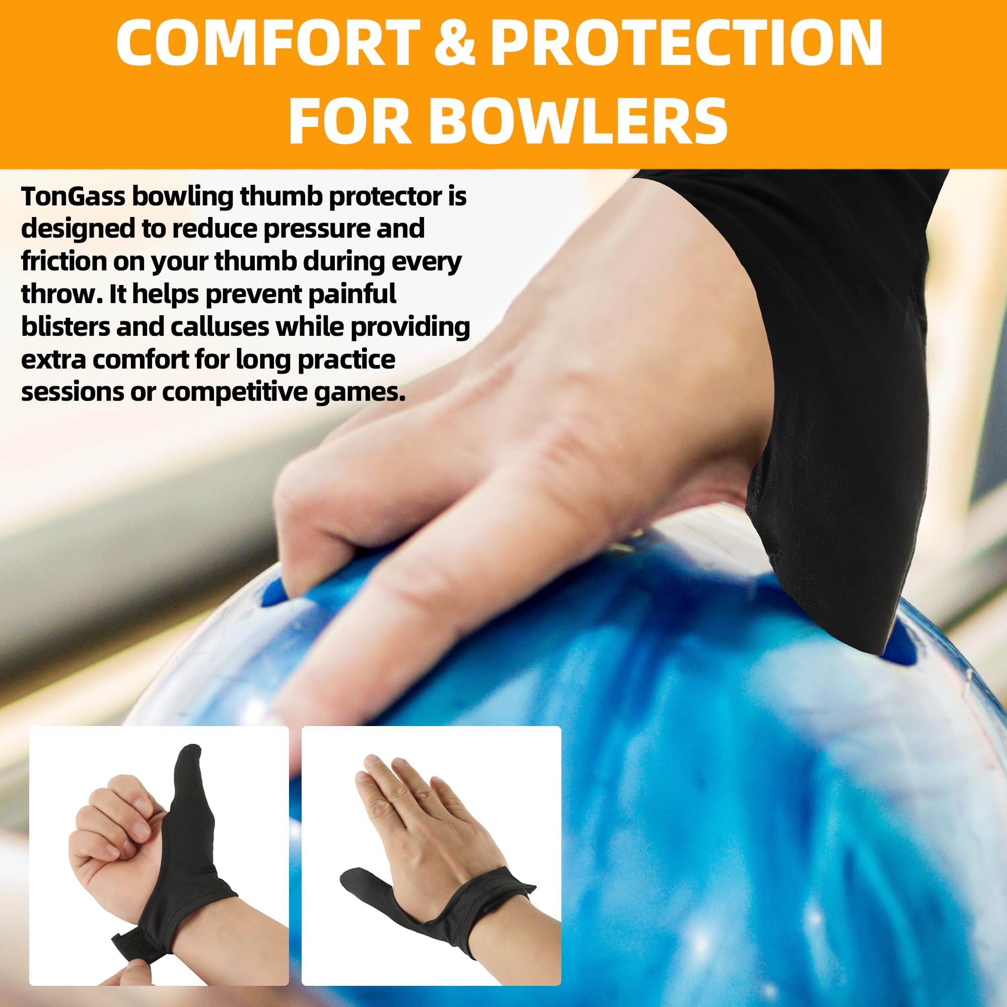 TonGass thumb saver protector worn on thumb providing pressure relief and comfort