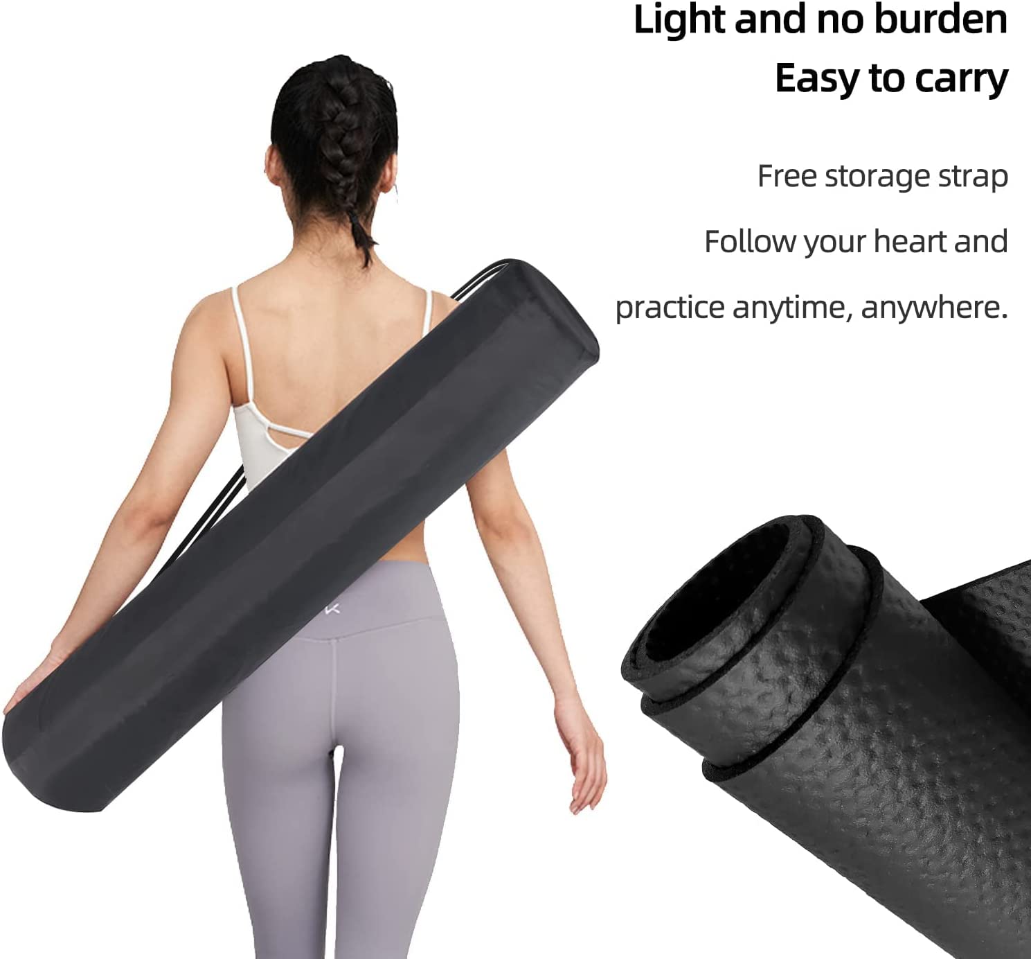TONINT mat rolled inside storage bag for compact transport and storage