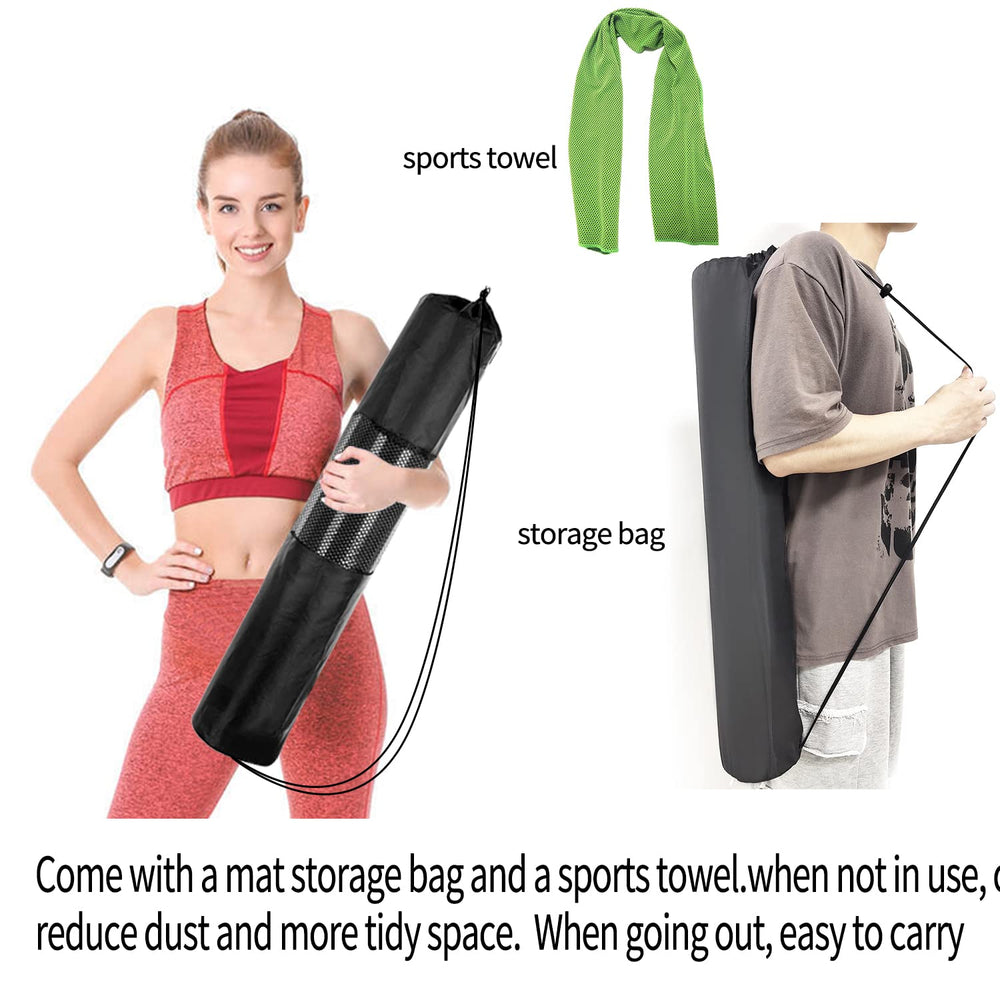 TONINT mat next to person demonstrating 96 by 32 inch coverage for scale