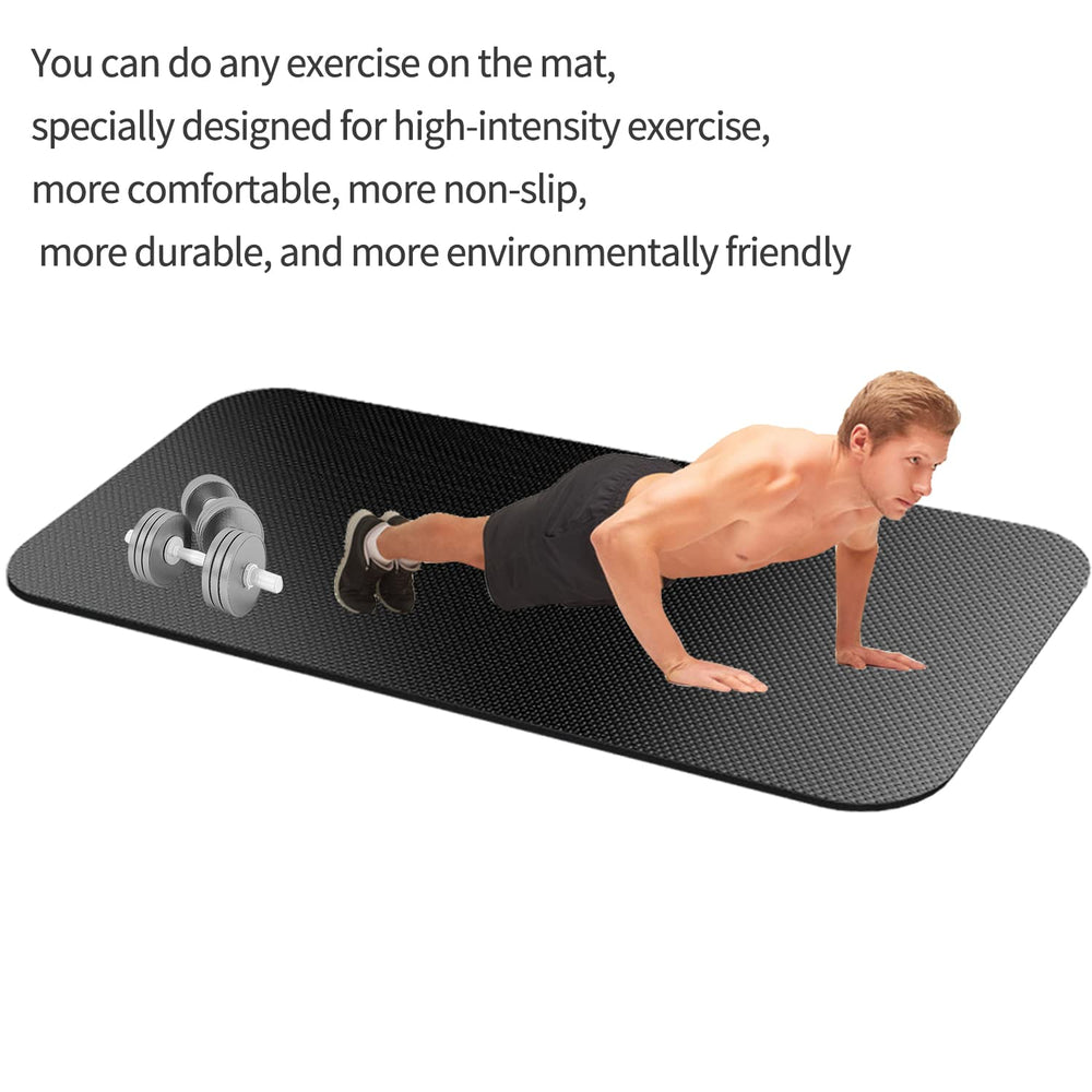 TONINT mat beneath weight bench and dumbbells protecting hardwood floors