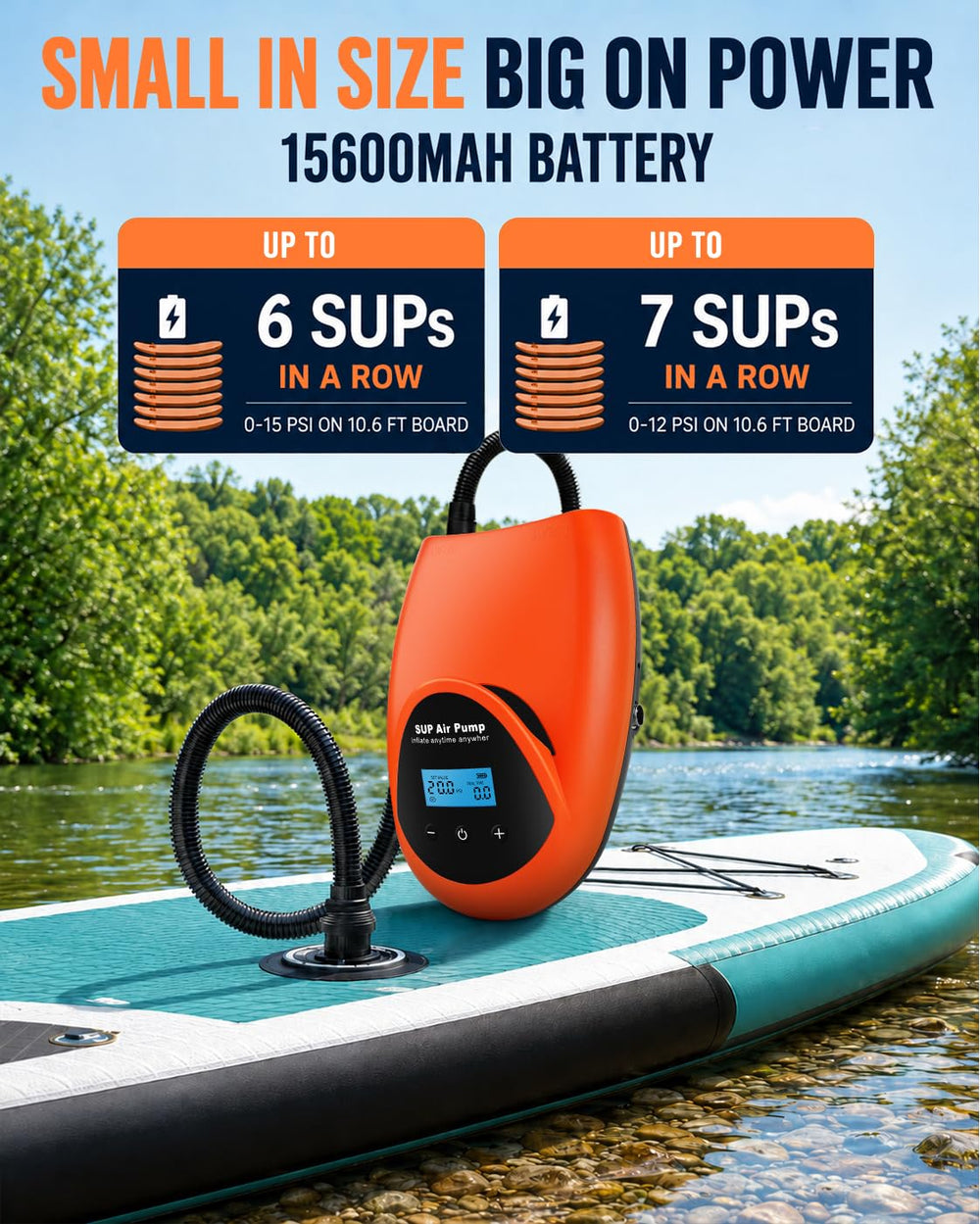 Tonsim pump with seven nozzles laid out for versatile inflating options