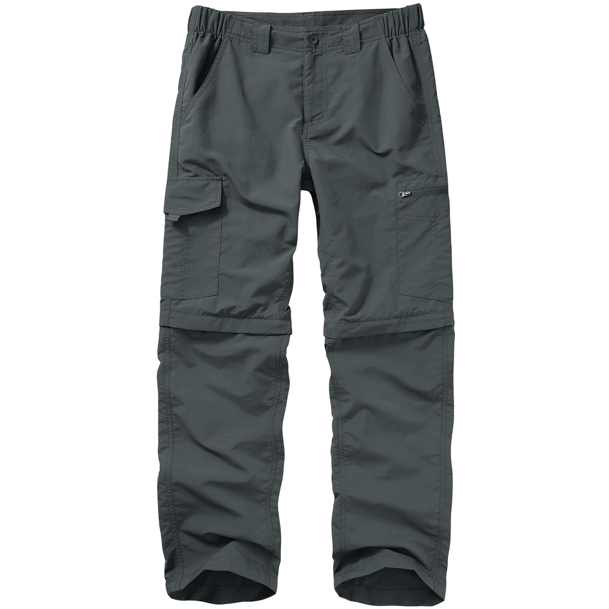 Toomett front view dark grey pants showing fit and pockets for versatile use