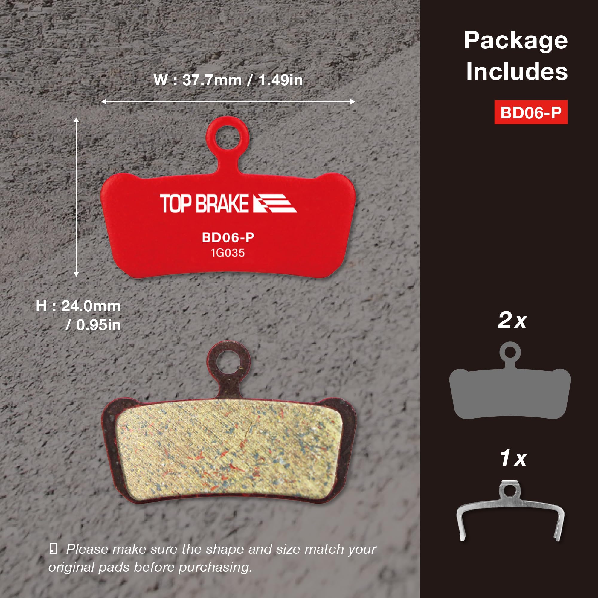 Top Brake pads next to a coin for size comparison and fit confirmation