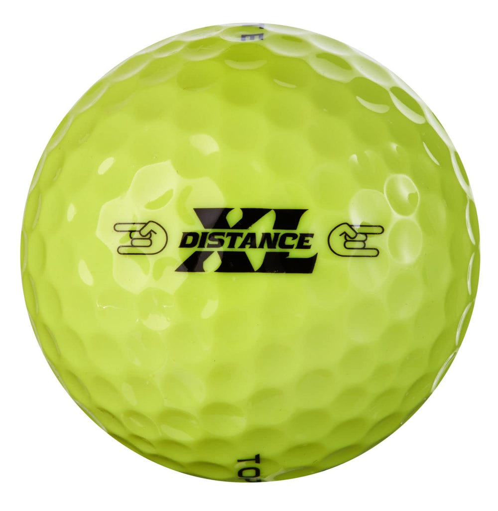 Top Flite yellow ball in flight showing visibility and stable long-distance trajectory