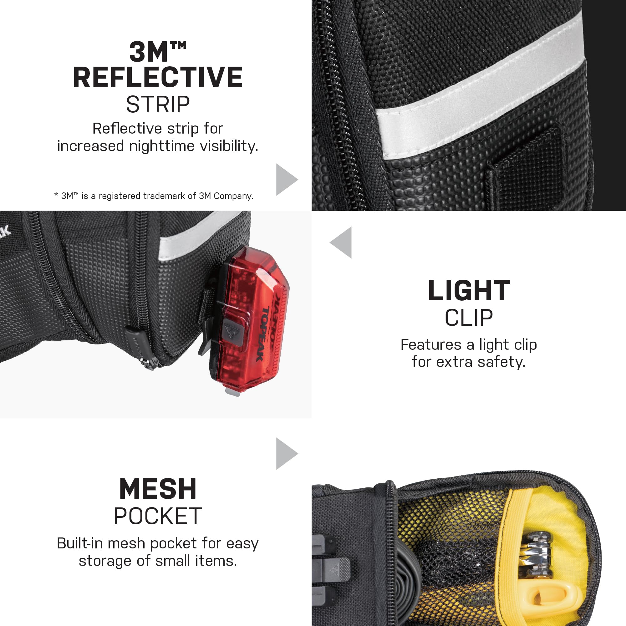 Topeak Aero Wedge Pack large mounted on mountain bike illustrating secure low-profile fit
