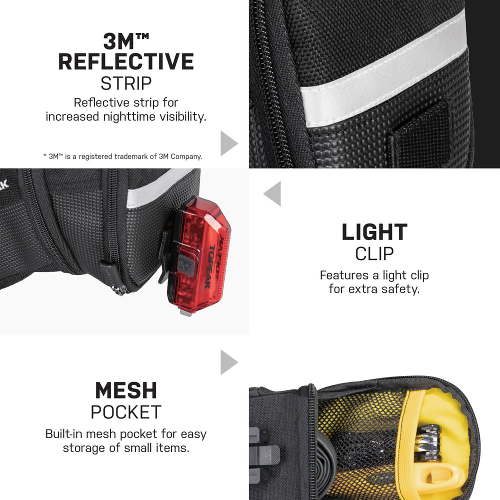 Topeak Aero Wedge Pack large mounted on mountain bike illustrating secure low-profile fit