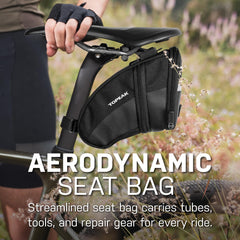 Topeak Aero Wedge Pack large side view with expanded compartment for added capacity