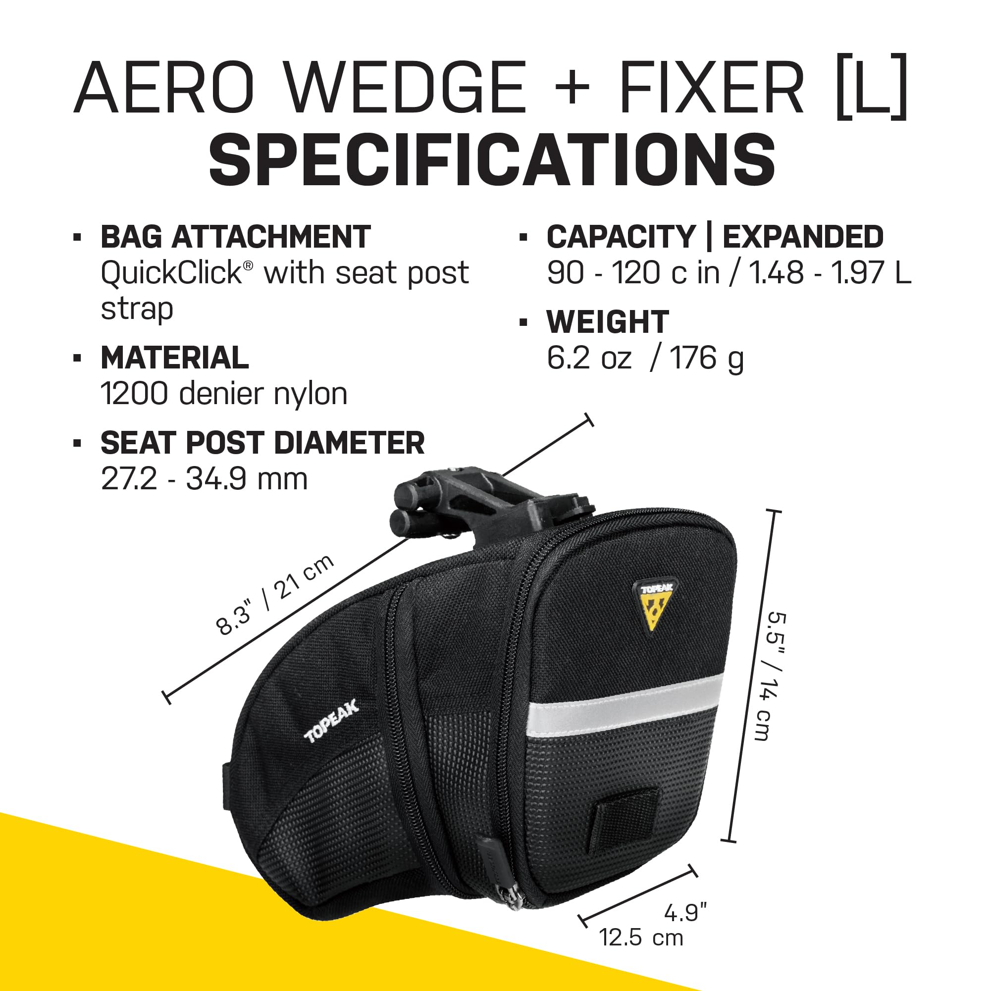 Topeak Aero Wedge Pack large reflective strip and RedLite clip improving night visibility