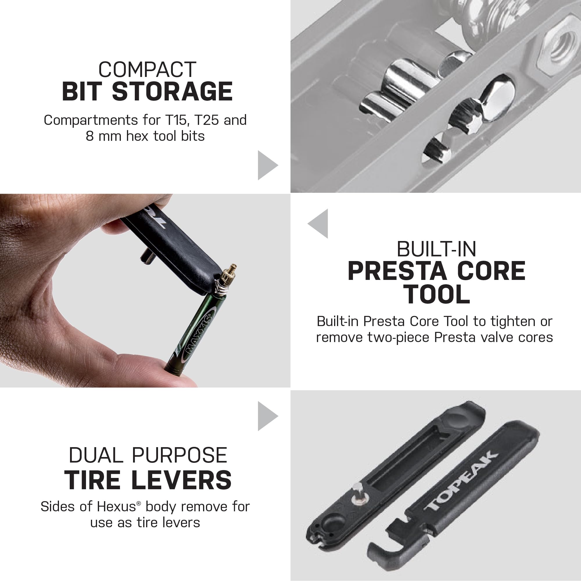 Topeak Hexus X next to a coin showing scale and lightweight carry convenience