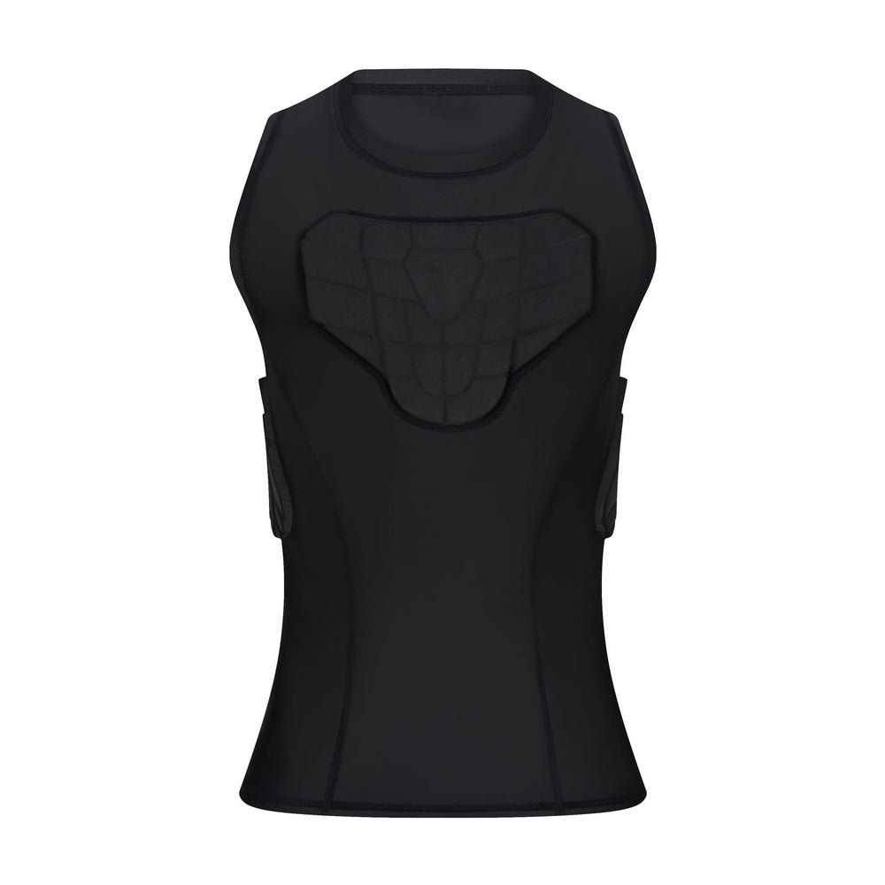 Topeter front view youth padded shirt showing chest protection and secure fit