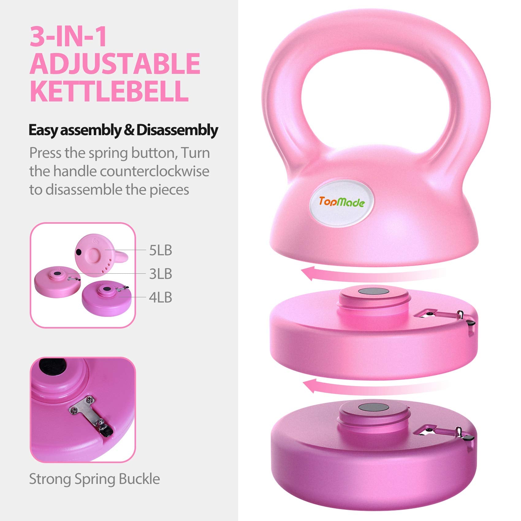 TopMade kettlebell in-use swing exercise demonstrating dynamic training and smooth handling benefit