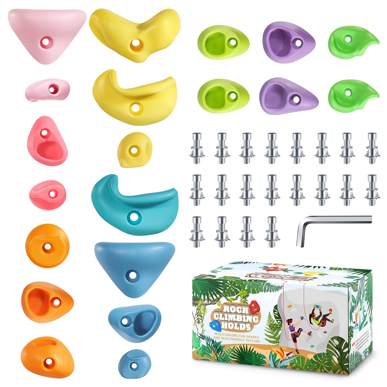 TOPNEW front view of 20-piece holds kit showing complete set and benefits