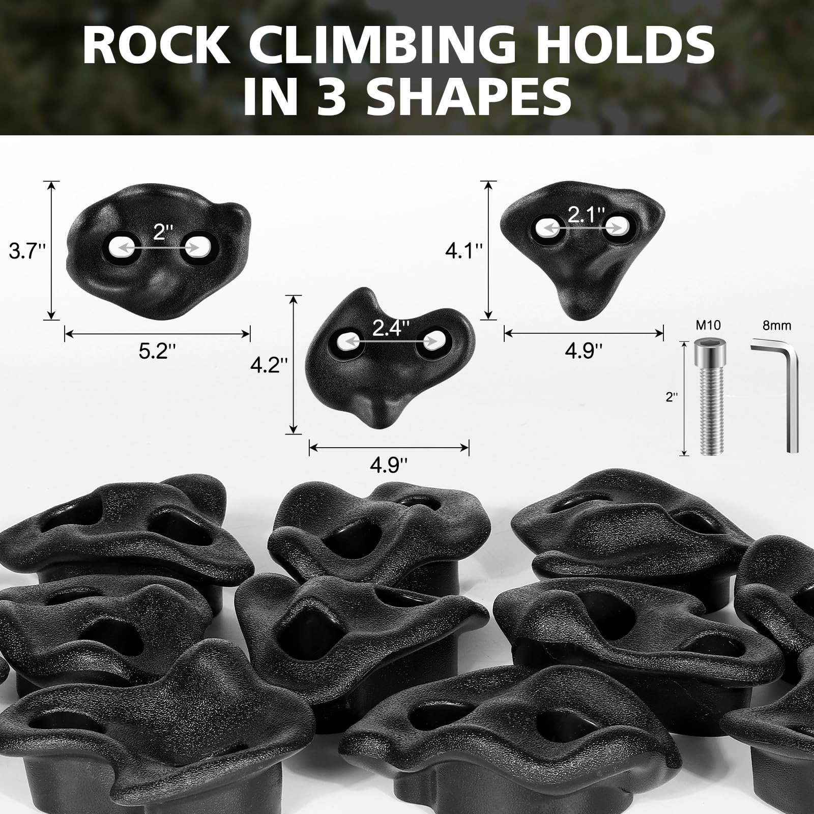 TOPNEW climbing holds mounted on outdoor playset showcasing weather resistance