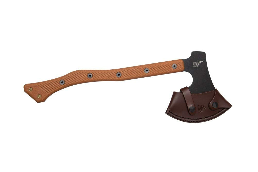 TOPS axe head close-up black traction coating for reduced glare and rust resistance