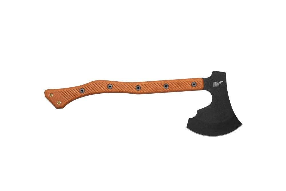 TOPS axe front profile showing blade and tan Micarta handle for dependable chopping