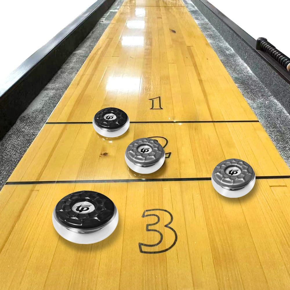 TORPSPORTS family playing shuffleboard in living room showing fun social gameplay benefit