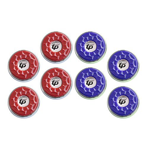 TORPSPORTS four red and four blue pucks arranged for quick match setup and visibility