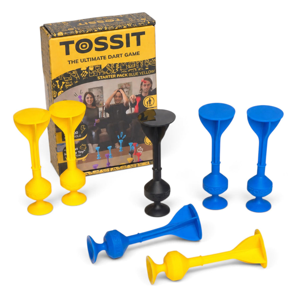 TOSSIT front packaging showing starter pack and colors for portable play