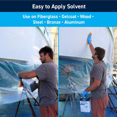 TotalBoat in-use wiping gelcoat hull demonstrating improved paint adhesion