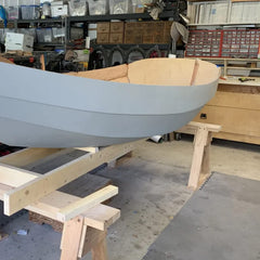 TotalBoat thinner used wiping inflatable rubber surface demonstrating improved adhesion