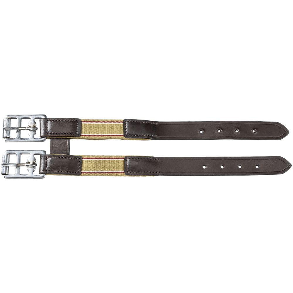 Tough 1 EquiRoyal leather extension front view showing buckle and elastic, ensures secure adjustable fit