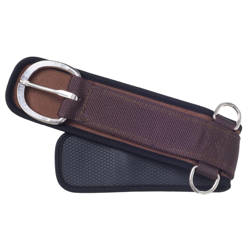 Tough 1 girth front view showing full 18-inch length and brown color for correct fit
