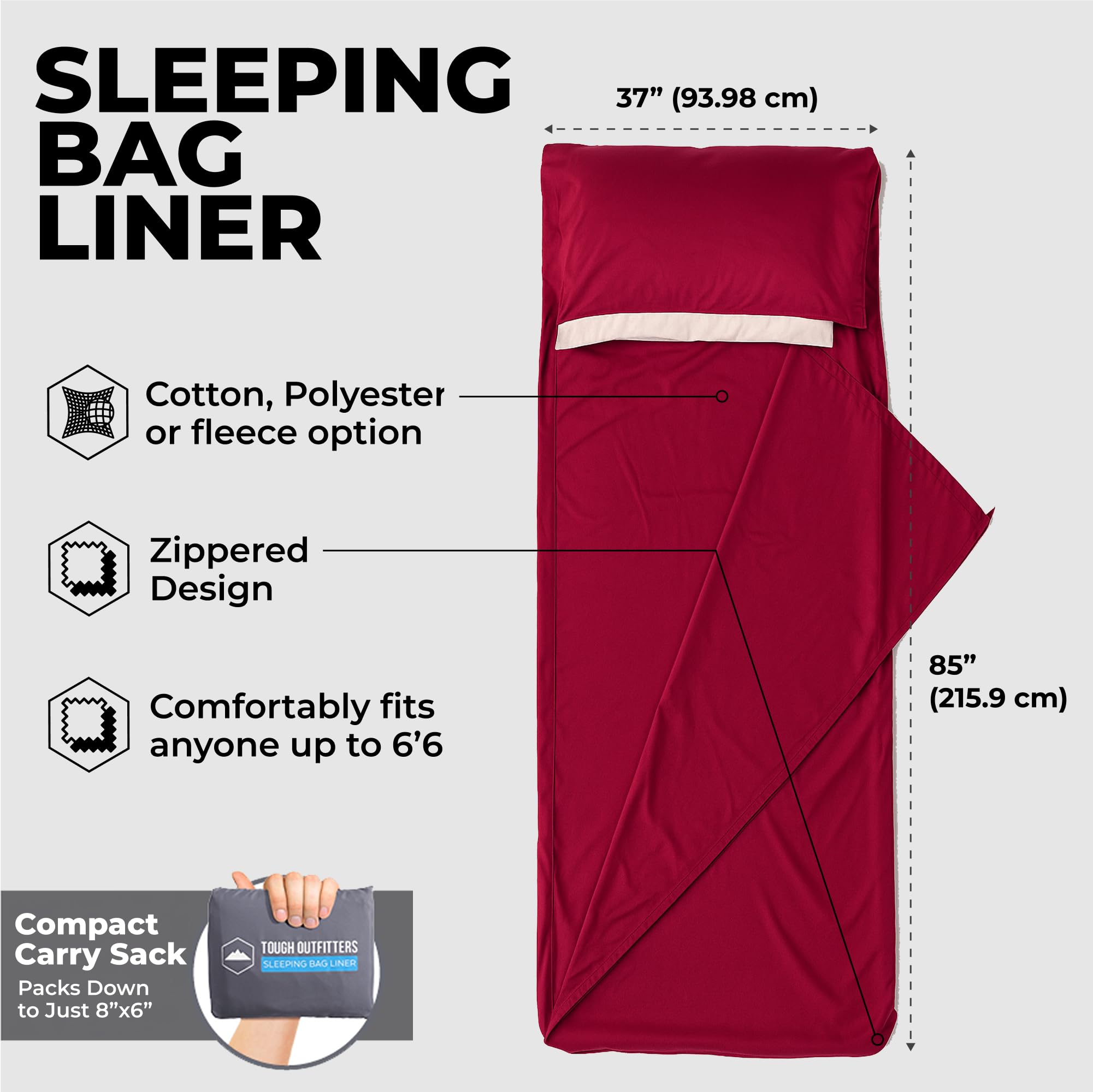 Tough Outdoors fabric texture macro highlighting soft lightweight material for comfortable sleep