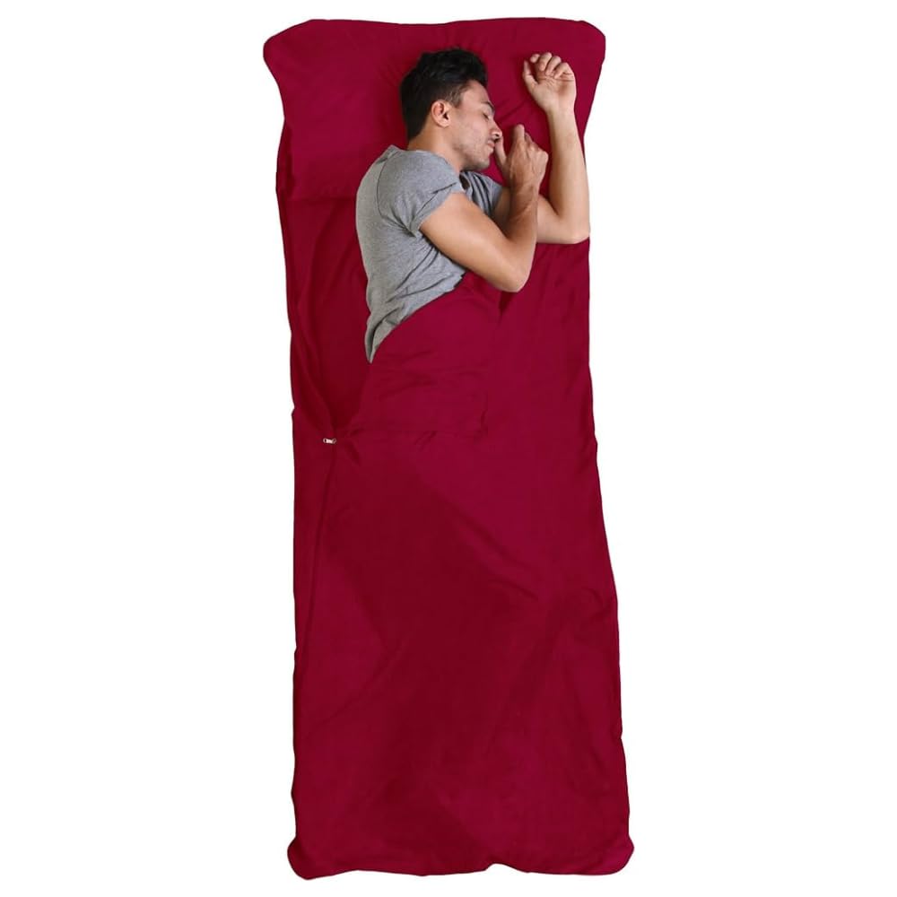Tough Outdoors front view of liner showing full-length zipper and roomy fit for travel comfort