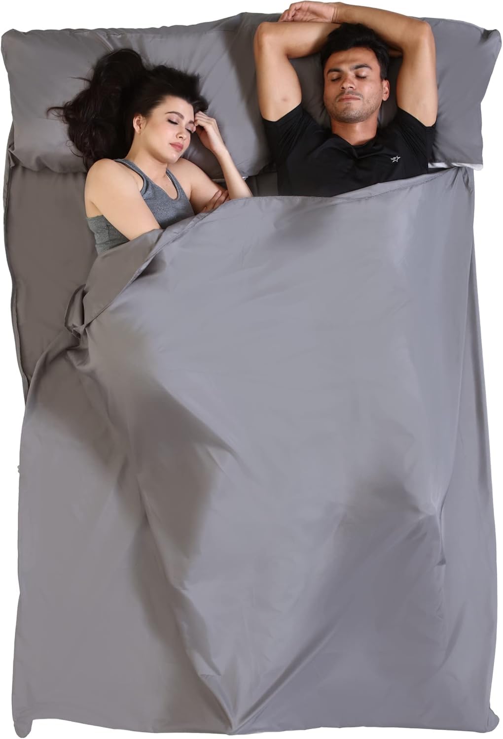 Tough Outdoors front view of XL sleeping bag liner showing full-length zipper and roomy fit